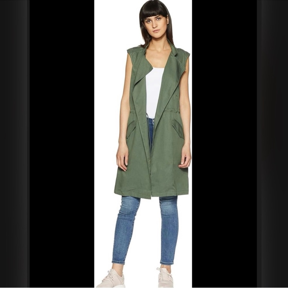 Gap Sleeveless Green Trench Coat